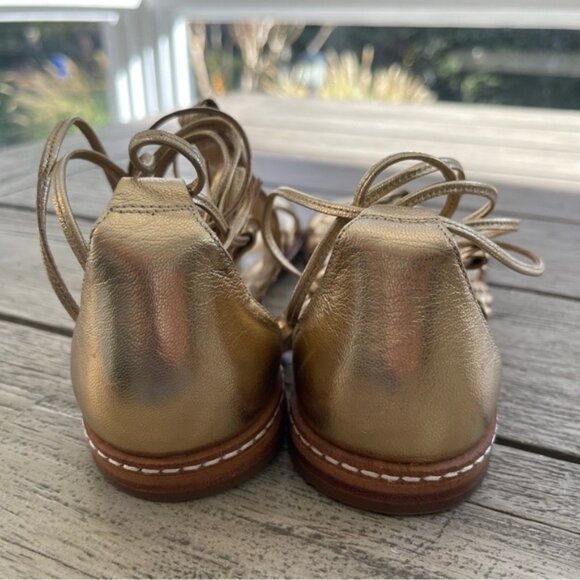 Michael Kors Monterey Woven Gold Leather Gladiator Sandals Womens size 9 - Picture 4 of 6